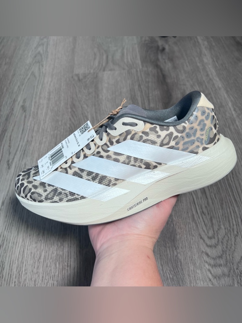 New adidas Adizero EVO SL Shoes Womens 7.5 Running Shoes Sneakers KI3948 Leopard